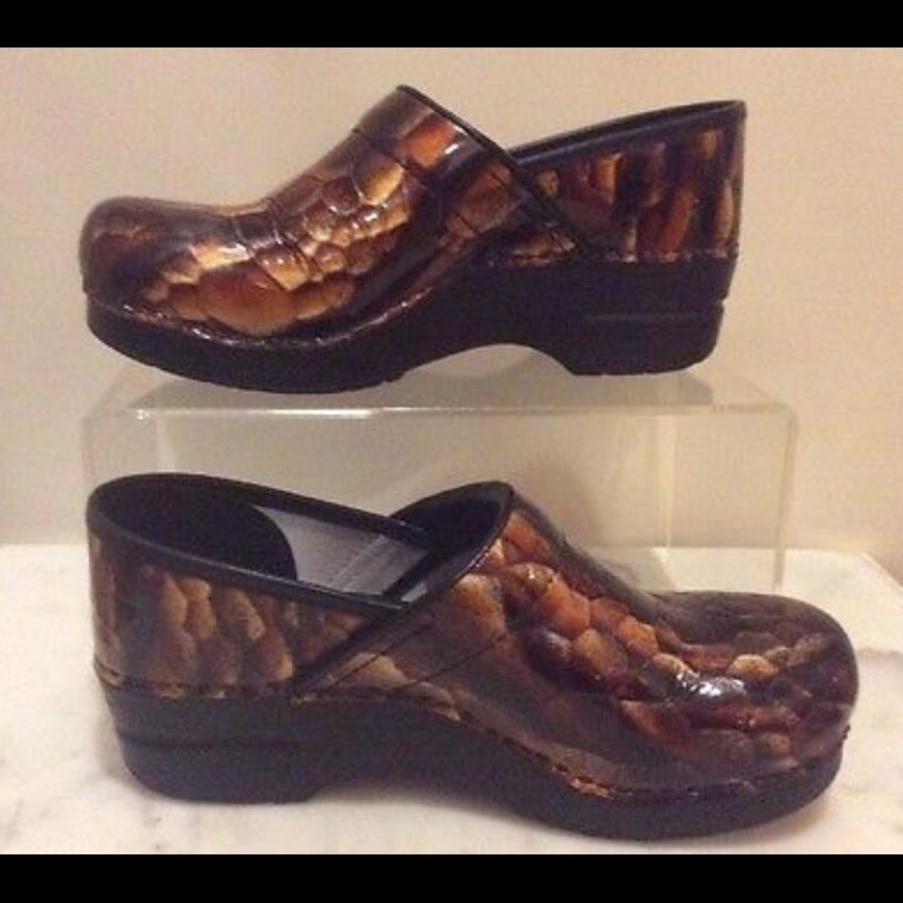 Dansko Marble Snake Skin Print Clogs